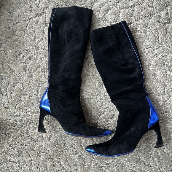 Fendi Blue and Black Made in Italy Authentic Women’s Tall Heel Boots Siz… - Picture 5 of 7